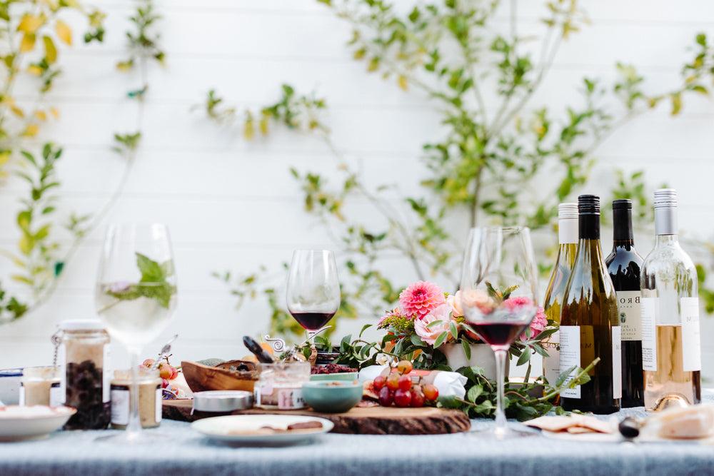 Wine and hors d'oeuvres served at a dinner party