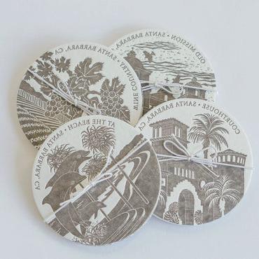 At The Beach Dolphin Letterpress Coasters